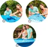 Three circular images showing the setup of an Intex frame pool. Anteprima dell’immagine prodotto