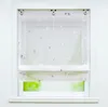 A white Roman blind with a silver triangle pattern hangs in a window. Produktbild-Vorschau