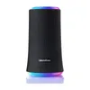 A black Soundcore Flare II Bluetooth speaker with colorful LED lights at the top and bottom, shown against a white background. Produktbild-Vorschau