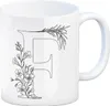 Floral Buchstabe F Kaffeebecher zum Ausmalen für Produktbild-Vorschau 1