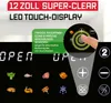 Close-up of a digital display with icons and a finger interacting with it, along with text overlays describing features. Anteprima dell’immagine prodotto