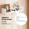 A white shelf with decorative items and a close-up inset showing a detail of the shelf. Produktbild-Vorschau