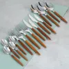 Besteckset 16-teilig Stahl silber Holzoptik für 4 Personen Produktbild-Vorschau 5