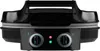 A black electric pizza oven grill is shown from the front. Voir les images du produit