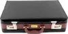 A black and brown briefcase with combination locks and a handle. Produktbild-Vorschau