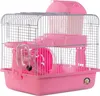 A pink hamster cage with accessories on a white background. Náhľad obrázku produktu