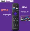 A remote control is shown with various app logos and text labels pointing to them, indicating smart TV features. Náhľad obrázku produktu