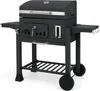 COSTWAY houtskoolgrill, grillwagen met deksel, wielen, 2 Productafbeelding-voorbeeld 1