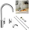 A collage of images showing a kitchen faucet, its components, and a sink with fruit. Produktbild-Vorschau