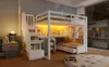 Sweiko Lit mezzanine 140x200 avec bureau et étagères, deux Voir les images du produit 17