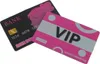 Two cards, one labeled 'BANK HAIRDRYER' and the other 'VIP SALON COSMETICS', are shown against a white background. Anteprima dell’immagine prodotto