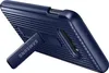 A dark blue Samsung phone case with a kickstand is shown from a side angle. Produktbild-Vorschau