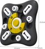 A top-down view of a black and yellow dog puzzle toy. Produktbild-Vorschau