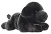 A plush toy black Labrador dog lying down on a white background. Podgląd zdjęcia produktu