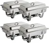 Four stainless steel chafing dishes are arranged in a two-by-two grid against a white background. Voir les images du produit