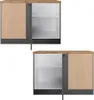 Eckunterschrank 120 cm in grau, Arbeitsplatte Eiche, Produktbild-Vorschau 2