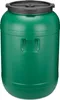 A green plastic barrel with a black lid, shown from the front against a white background. Produktbild-Vorschau