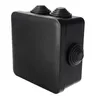 A black electrical junction box with two cable glands on top and one on the side. Anteprima dell’immagine prodotto