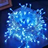 A close-up shot of a tangled string of blue LED lights. Produktbild-Vorschau