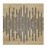 A square acoustic wall panel with a wood grain texture and a pattern of vertical black lines resembling a sound wave. Náhľad obrázku produktu