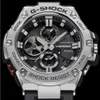 A close-up, front-facing studio shot of a G-SHOCK watch against a black background. Produktbild-Vorschau