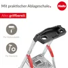 A close-up view of a Hailo stepladder with a focus on its features, including a storage tray and icons indicating its uses. Anteprima dell’immagine prodotto