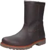 A single brown leather boot with a fur lining is shown against a white background. Produktbild-Vorschau