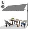 An outdoor dining set with a gray awning providing shade over a wooden table and chairs. Anteprima dell’immagine prodotto