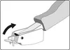 Close-up illustration of a staple remover in use, with an arrow indicating the direction of motion. Anteprima dell’immagine prodotto