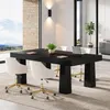 A modern office conference room with a black rectangular table and chairs. Podgląd zdjęcia produktu