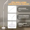 A marketing image for a floor lamp, showcasing its features with text and close-up shots. Náhľad obrázku produktu