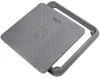 A gray square manhole cover and its frame are shown against a white background. Produktbild-Vorschau