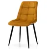 A mustard yellow upholstered chair with black legs, set against a white background. Podgląd zdjęcia produktu