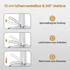 Diagrams illustrating the height adjustment and rotation lock features of a chair base. Produktbild-Vorschau