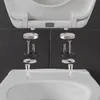 An exploded view of a toilet seat hinge assembly, showing the components that attach the seat to the toilet bowl. Produktbild-Vorschau