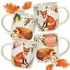 Herbst Tassen 4er Set Fuchs & Igel, 350 ml Kaffeetasse aus Produktbild-Vorschau 1