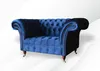 Chesterfield Sessel Textil Stoff Blau Kreative Möbel Neu Produktbild-Vorschau 3