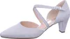 A single silver high-heeled shoe is shown against a white background. Voir les images du produit