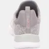 The back view of a gray Skechers sneaker. Voir les images du produit