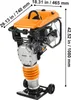 A VEVOR vibrationsstampfer is shown against a white background with dimensions indicated by text overlays. Voir les images du produit