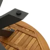 Close-up view of the underside of a round wooden table with a metal frame. Produktbild-Vorschau