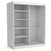 An empty white wardrobe with shelves on the left and a hanging rail on the right. Produktbild-Vorschau