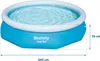 An inflatable swimming pool filled with water, with dimensions indicated. Produktbild-Vorschau