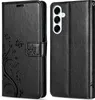 A black flip case for a Samsung Galaxy A16 5G phone, shown from both the front and back. Produktbild-Vorschau