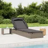 vidaXL Sonnenliege mit Faltdach Grau 213x63x97 cm Poly Produktbild-Vorschau 2