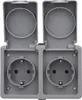 3er Set SECURE Feuchtraum Doppelsteckdose IP44 Aufputz Produktbild-Vorschau 3