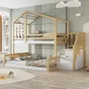Kinder-Etagenbett 90x200 & 140x200 cm Kiefernholz-Massiv & Produktbild-Vorschau 3