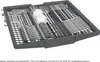 A dishwasher basket filled with cutlery and two small cups. Produktbild-Vorschau