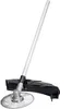 A brush cutter with a metal blade and a protective casing, attached to a long shaft. Produktbild-Vorschau