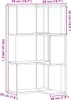 A line drawing diagram of a corner bookshelf with dimensions indicated. Anteprima dell’immagine prodotto